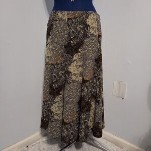 Vintage Reversible Green Chiffon Maxi Skirt Size 6